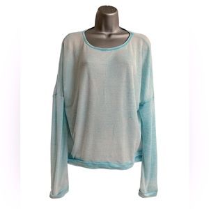 I’m In Love With Derek ❤️ ultra sheer teal blue long sleeve blouse